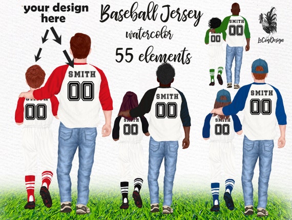 Baseball Jersey clipart: "FATHER'S DAY CLIPART" Daddy clipart Watercolor clipart Man Clipart Best Dad clipart Father and children Mug design