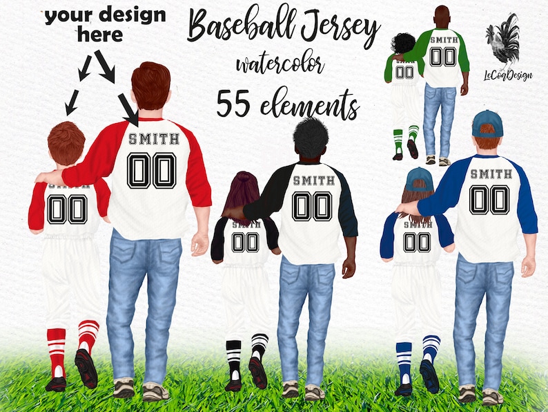 Baseball Jersey clipart: "FATHER'S DAY CLIPART" Daddy clipart Watercolor clipart Man Clipart Best Dad clipart Father and children Mug design image 1