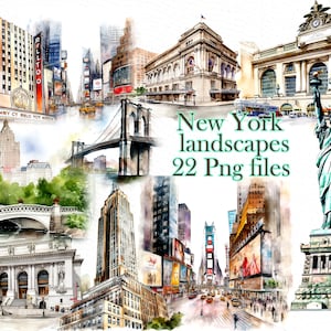 New York Clipart: "NOVA IORQUE" Paisagem de Nova York Ruas de Nova York Estátua da Liberdade Central Park Png Empire State Png Times Square