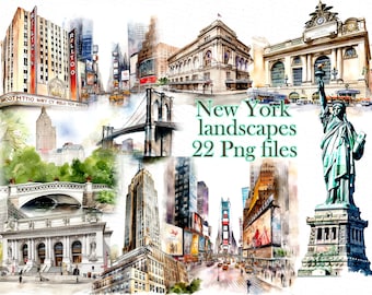 New York City Clipart: Landmark PNG Graphics (22 Files)