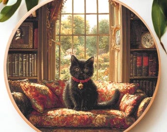 Black Cat Cross Stitch Pattern: Gothic Home Decor (PDF Pattern)