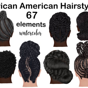 Clipart per capelli afroamericani: "AFRO ACCONCIATURE CLIPART" Cornrows Png Torsioni per capelli clipart Set di capelli clipart Box Trecce clipart Capelli personalizzati