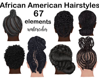 African American Hair clipart: "AFRO HAIRSTYLES CLIPART" Cornrows Png Hair Twists clipart Hair Set clipart Box Braids clipart Custom hair