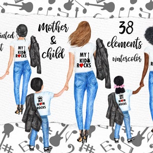 Madre e hijo clipart: "MOTHER'S DAY CLIPART" Moda clipart Niños Clipart Niñas Clipart Mis hijos rocas Mamá Vida clipart mamá clipart