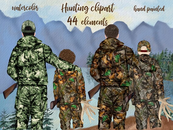 Hunting Clipart Father And Son Hunters Clipart Etsy