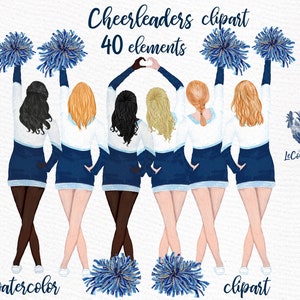 Imágenes Prediseñadas de porristas: "GIRLS CLIPART" Chicas acuarelas Mejores amigos Equipo deportivo Clip Art Planner Girl Clipart Peinados personalizados Colegialas