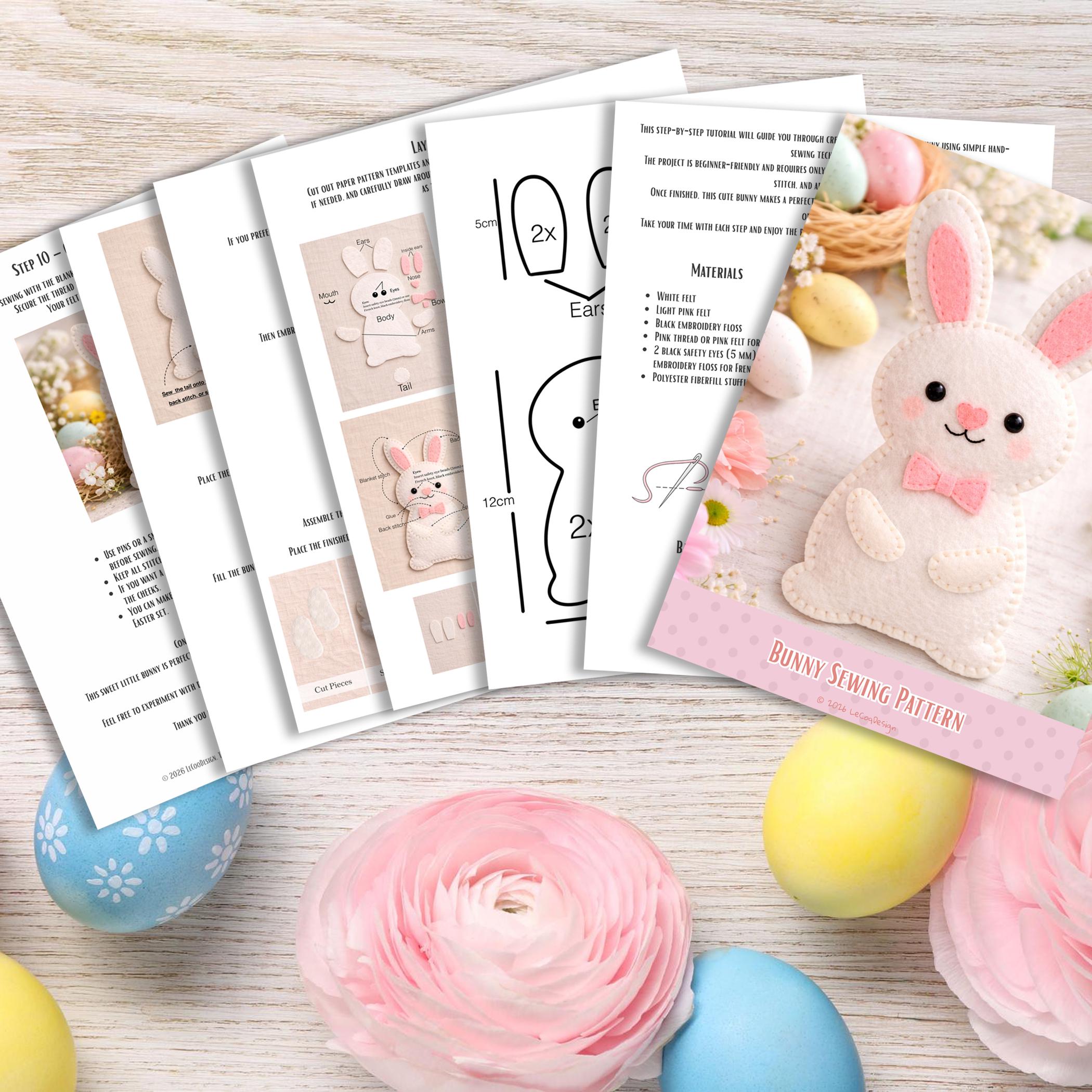 Felt Easter Bunny Sewing Pattern PDF | DIY Felt Bunny Ornament | Easter ...