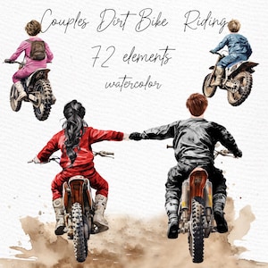 Motocross Bike Clipart: „PARY JAZDĄCE NA DIRTBIKE” Clipart motocykla Dirt Bike Clipart Rodzina Sporty Png Niestandardowe cliparty Na zewnątrz Rodzina