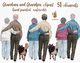 Grandparents clipart: "GRANDPA AND GRANDMA" Oldman clipart Granny clipart  Older Women graphics Older Men Hairstyles  Grandfather clipart