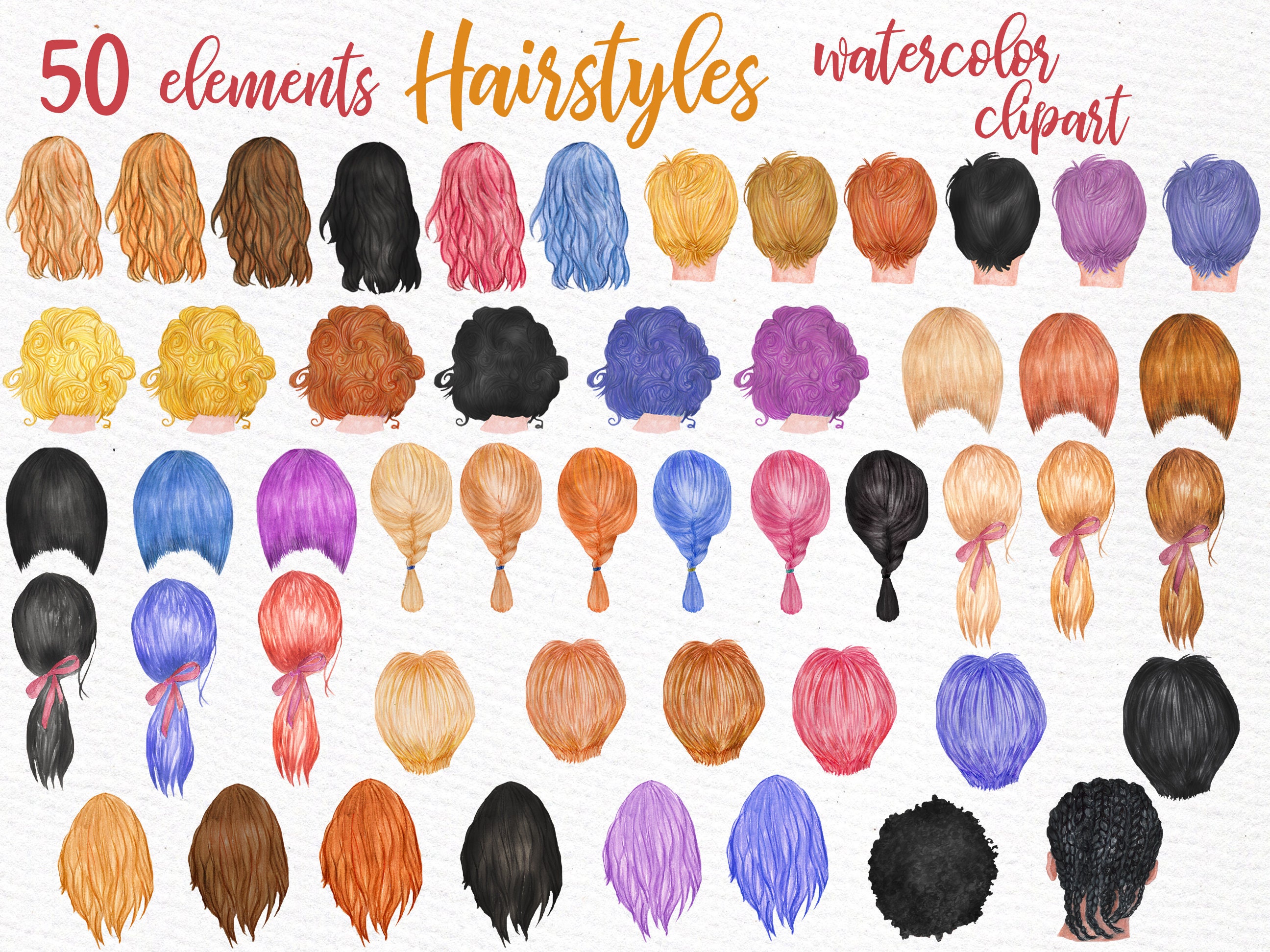 Hairstyles Clipart: Girls Clipart Custom | Etsy