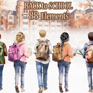 Terug naar school clipart: "COLLEGE STUDENTEN CLIPART" Studenten Clipart Terug naar Campus Png Campus Achtergrond Aanpasbare clipart Sublimatie