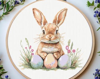 Instant Download PDF Cross Stitch Pattern - Bunnies and Eggs, Cross ...