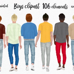 Clipart masculino: "TEENAGE BOYS CLIPART" Guys clipart Moderno Clipart Masculino personalizable Clipart Boyfriend Custom Portrait Custom Men Clipart