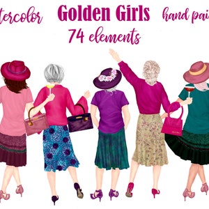 Alte Damen Clipart: "GOLDEN DAMEN CLIPART" Oma Clipart ältere Frauen Grafiken Oma Portrait Bff Clipart Damen Spaß Becher Design