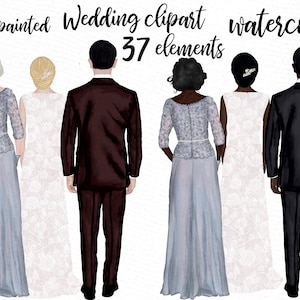 Hochzeit Clipart: "BRIDE CLIPART" Brautkleid Mutter der Braut Vater der Braut Familie Clipart Verlobung Clipart Braut Planer