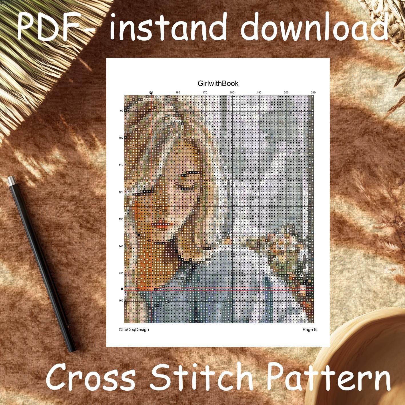 Girl Reading Book Cross Stitch Pattern: Cozy Library Scene (PDF) - Etsy