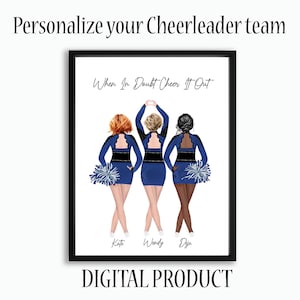 Custom Cheerleaders Portrait: &quot;PERSONALIZED CHEERLEADERS TEAM&quot; Cheerleader Digital Print Cheer Team Print Cheerleader Poster School Team Jpg