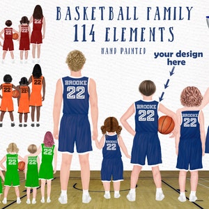 Basketball Family clipart: "BASKETBALL CLIPART" Gráficos de basquete Camisas de basquete Esportes Clipart Equipe Esportiva Clipart Sublimação Png