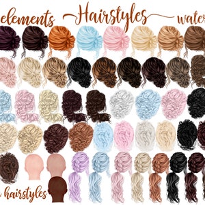 Hairstyles clipart: &quot;GIRLS CLIPART&quot; Custom hairstyles Long hair Girls hair clipart Planner Clipart Fashion hairstyles Black Hair Clipart