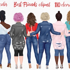 Clipart de niñas de talla grande: "CURVY GIRLS CLIPART" Clipart personalizable Diseño de taza de niña Ilustración de niña Ropa casual Retrato personalizado