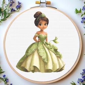 Princess Cross Stitch Pattern Pdf: "FAIRYTALE CROSS STITCH" Tiana Cross Stitch Princess Embroidery Cartoon Characters cross stitch Pdf