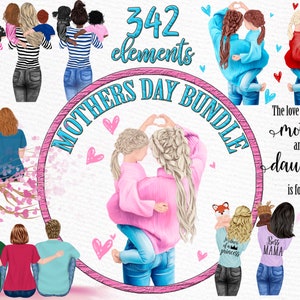 Mother and children clipart: "MOTHER'S DAY CLIPART" Bundle clipart Newborn clipart Super mom clipart Mom life clipart Sublimation designs