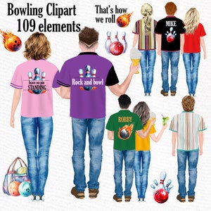 Bowling Clipart : « BOWLING SHIRTS CLIPART » Bowling Party Png Joueurs de bowling personnalisés Sports Clipart Bowling Team Logo Clipart personnalisé