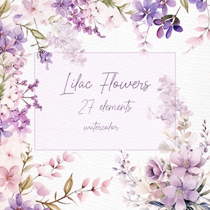 Aquarell Flieder Blumen Clipart: "PURPLE BLUMEN CLIPART" Flieder Zweige Png Flieder Blumenrahmen Flieder Grenzen Png Vorgefertigte Kränze Clipart