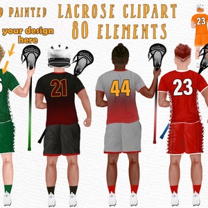 Clipart de jugadores de Lacrosse: "LACROSSE CLIPART" Camisetas de Lacrosse Deportes Clipart Sports Team Clipart Sublimation Diseño Sublimación de tazas de Lacrosse