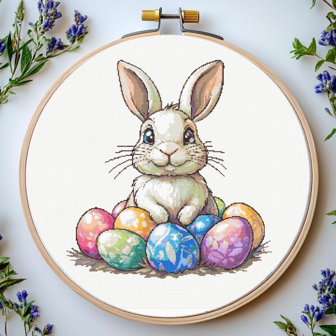 Easter Bunny & Eggs Cross Stitch Pattern: Spring Embroidery (PDF) - Etsy