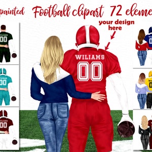 Clipart giocatore di football: "COUPLES CLIPART" Sports Clipart Regalo giocatore di football americano Custom Portrait Sublimation Design PNG Mug