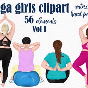 Yoga Mädchen Clipart: "FITNESS GIRLS CLIPART" Yoga Clipart Yoga Praxis Yoga Pose Plus Größe Mädchen Workout Clip Art Übung Clipart Bff Becher