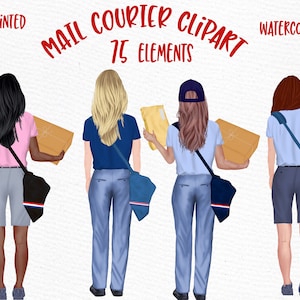 Postbote Clipart: "MAIL COURIER CLIPART" Mädchen in uniformer Lieferung KurierPost Service Courier Worker Post Office Clipart Post Worker Png