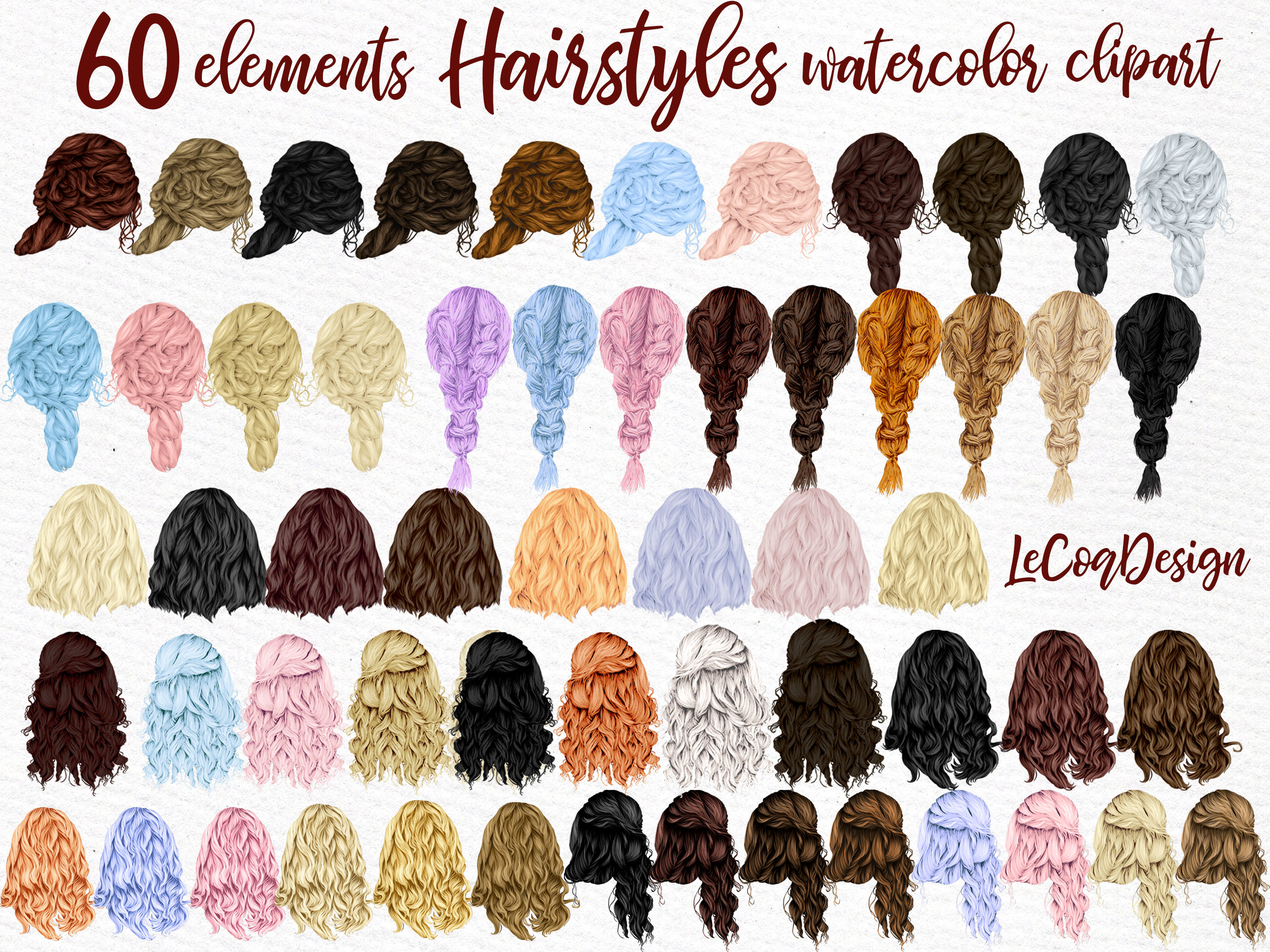 Hairstyles Clipart girls HAIRSTYLES Clipart Etsy