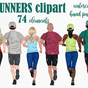 Runners clipart: "RUNNING PEOPLE" Marathon clipart Fitness clipart Sport clipart Workout clipart Runner clipart  Runner graphics Girl runner