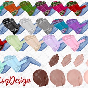 May include: A digital illustration of a set of 20 different coloured sweaters with a white snowflake pattern. The sweaters are worn by a pair of blue jeans legs. The illustration also includes 4 hands and 4 heads in different skin tones. The text "LeCoqDesign" is at the bottom of the image.