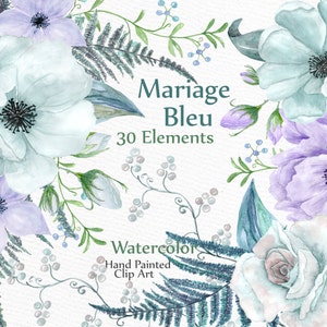 Watercolor wedding clipart: &quot;WEDDING CLIP ART&quot; Watercolor flowers wedding invitations Diy elements Peony clipart floral clipart