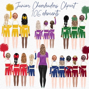 Junior Cheerleaders Clipart Bundle: "JUNIOR SCHOOL TEAM" Sport Team Clipart Schulmädchen Clipart Cheerleader Uniformen Anpassbare Cliparts