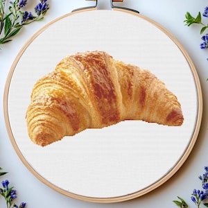 Croissant Cross Stitch Pattern Pdf: &quot;FOOD CROSS STITCH&quot; Breakfast Cross Stitch Kitchen Embroidery Punto de cruz Modern cross stitch Pdf
