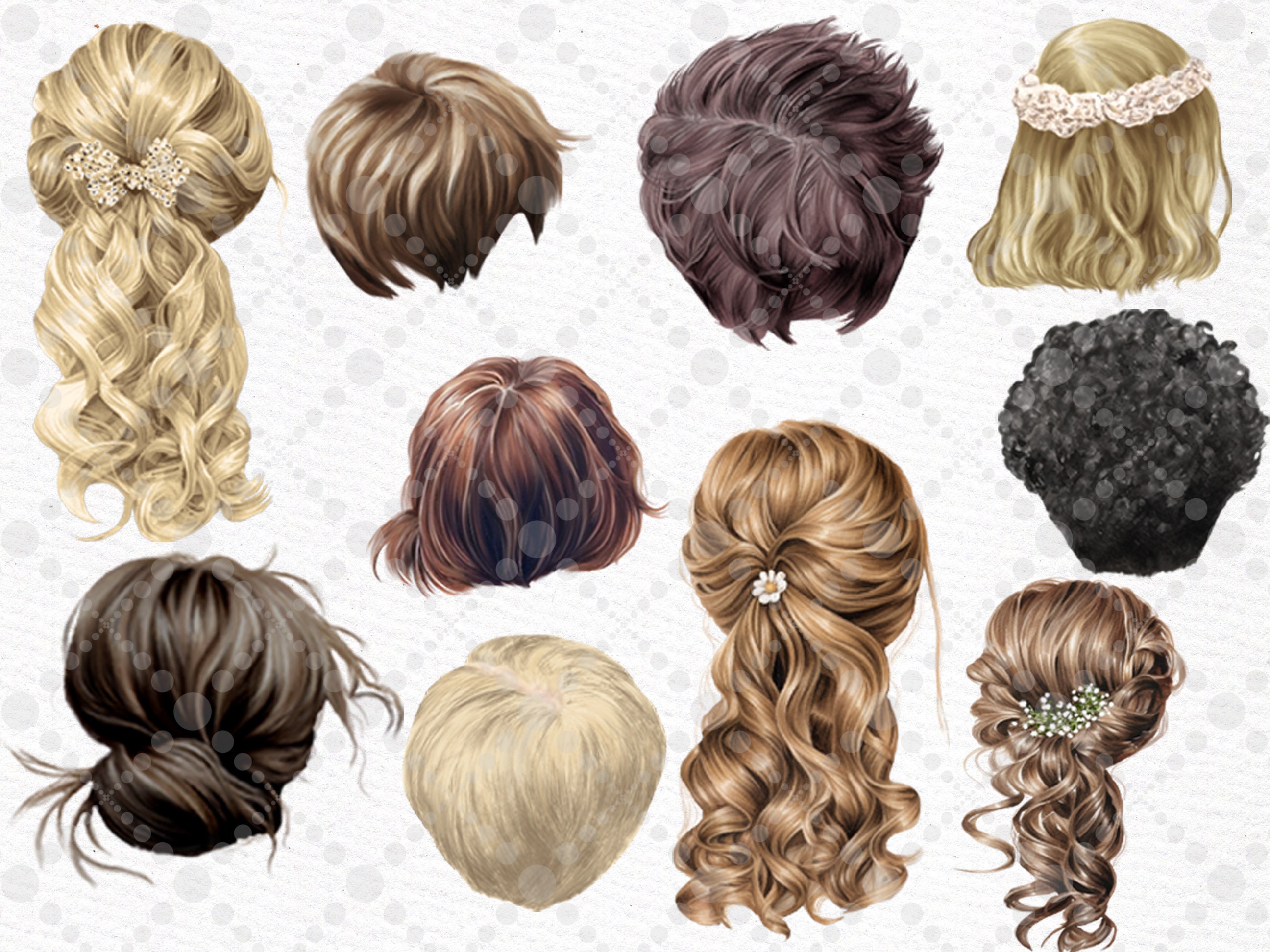 Kids Hairstyles Clipart: Watercolor Hair Graphics (digital Download) - Etsy
