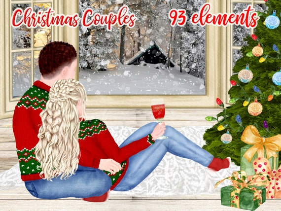 Christmas Couples  Clipart: "WINTER COUPLES CLIPART" Holiday clipart Custom couples Portrait Creator Customizable clipart Christmas Mug Png