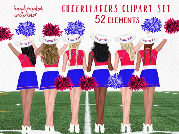 Cheerleaders Clipart: drill Team Watercolor Girls - Etsy