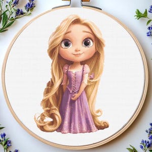 Princess Cross Stitch Pattern Pdf: "FAIRYTALE CROSS STITCH" Rapunzel Cross Stitch Princess Embroidery Cartoon Characters cross stitch