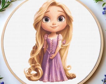Princess Cross Stitch Pattern Pdf: "FAIRYTALE CROSS STITCH" Rapunzel Cross Stitch Princess Embroidery Cartoon Characters cross stitch