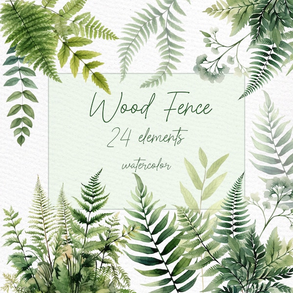 Greenery Watercolor Clipart: "FOREST GREENERY PNG" Greenery Foliage Premade Clipart Greenery Frames Greenery Borders Png Greenery Wreaths