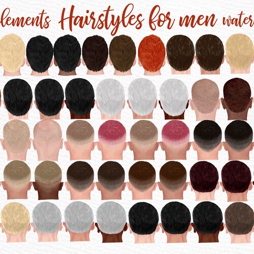 Male Hairstyles Clipart: men HAIR Clipart Bold Man - Etsy UK