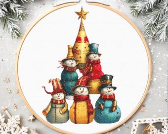 Christmas Snowman Cross Stitch Pattern: Winter Holiday (PDF)
