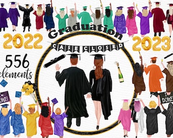 Graduation Bundle Clipart: "GRADUATING STUDENTS" Graduate Congrats Graduation Toga Hat Graduation Boy Grad College Senior Best Friend Grad