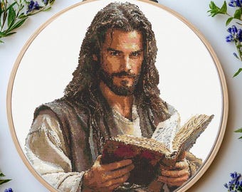 Patrón de punto de cruz de Jesús: Diseño religioso católico (Patrón PDF)