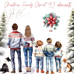Weihnachten Familien Porträt Clipart: "CUSTOM FAMILY PORTRAIT" Winter Familie Eltern Und Kinder Clipart Große Familie Anpassbare Sublimation Png